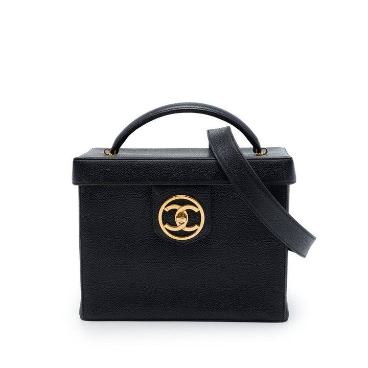 CC Vanity Boîte Étui Cuir caviar Noir
