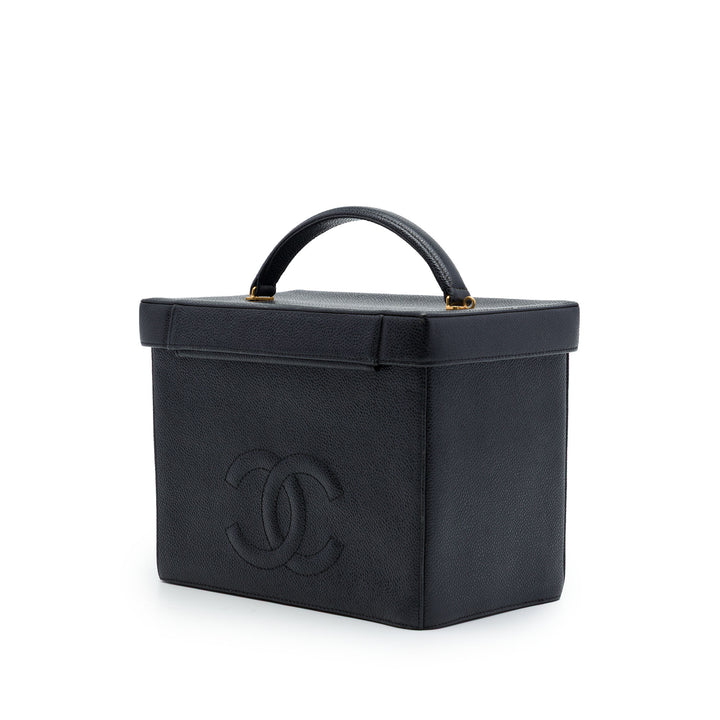 CC Vanity Boîte Étui Cuir caviar Noir