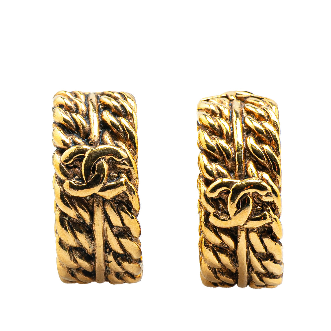 Gold Plated CC Chain Clip On Earrings Gold - Gaby Paris