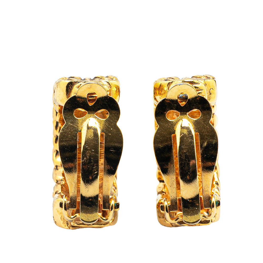 Gold Plated CC Chain Clip On Earrings Gold - Gaby Paris