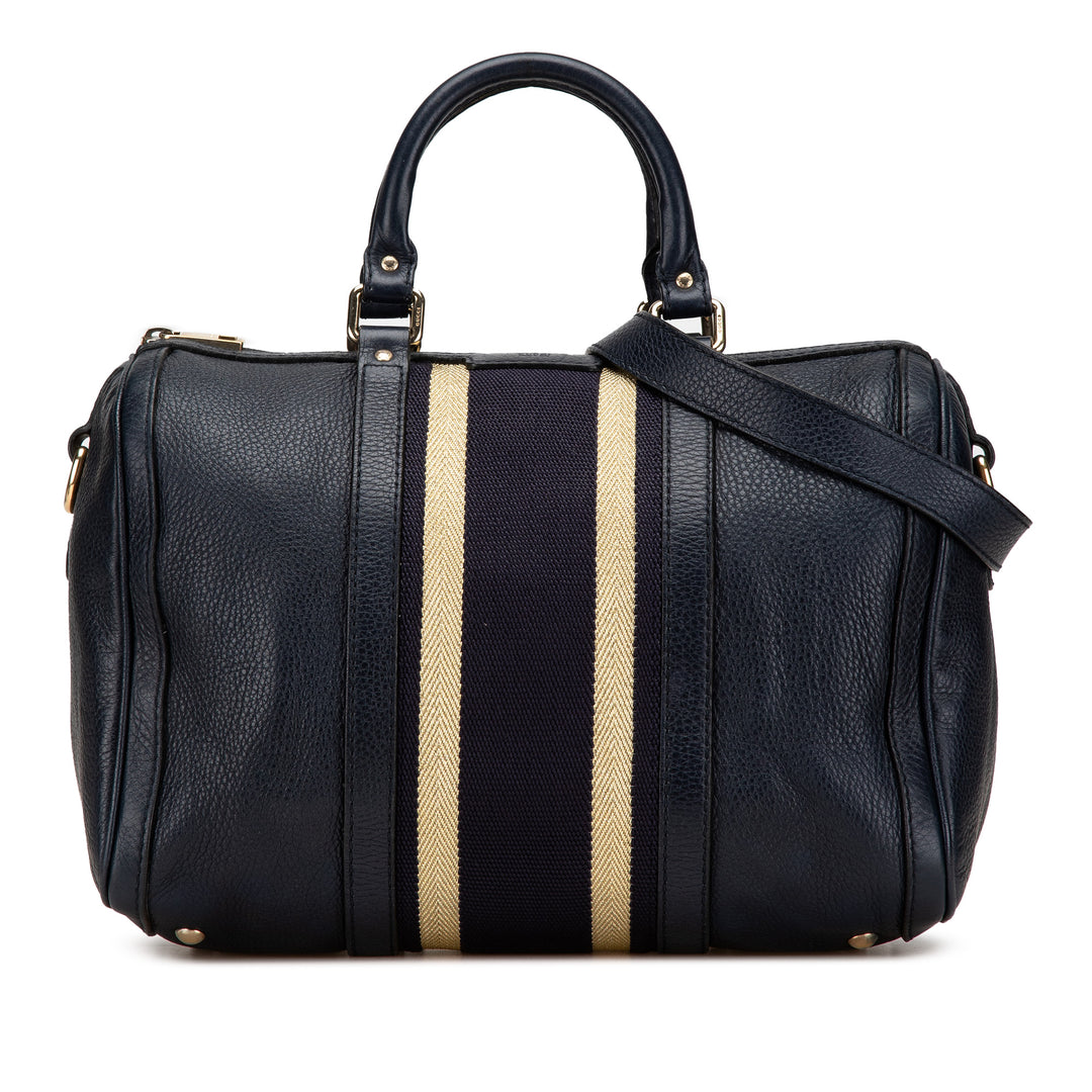 Calfskin Web Joy Boston Bag Blue - Gaby Paris