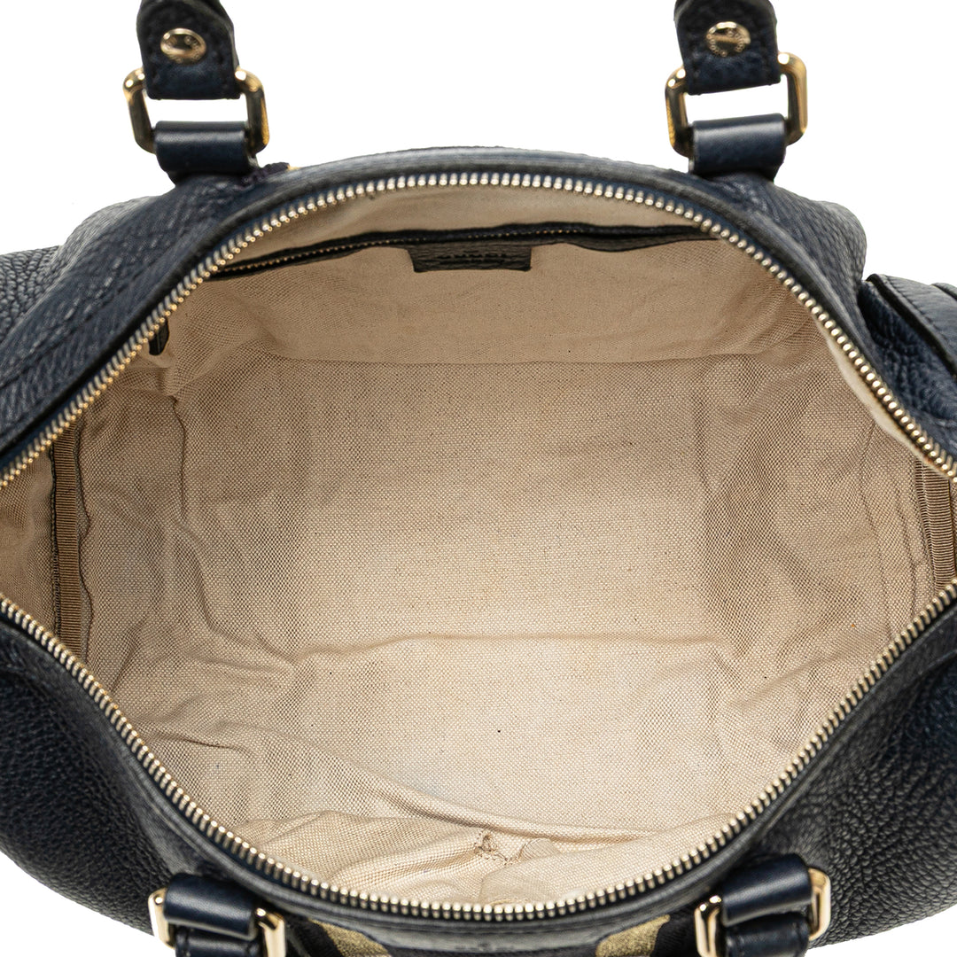 Calfskin Web Joy Boston Bag Blue - Gaby Paris