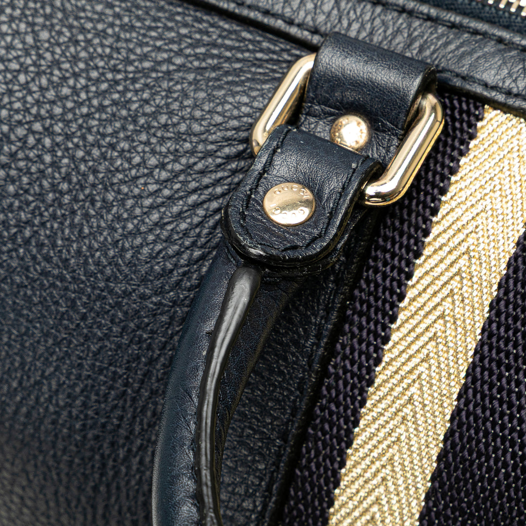 Calfskin Web Joy Boston Bag Blue - Gaby Paris