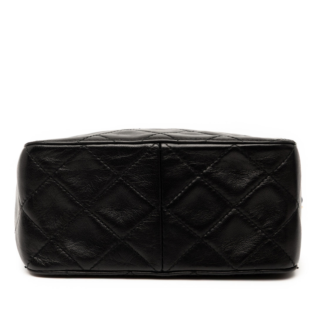 Chanel CC Quilted Cuir d’agneau Turnlock Sac à main Noir