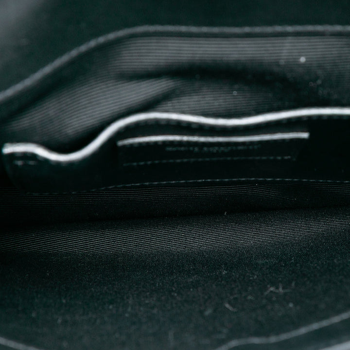 clouté Chevron Enveloppe Chaîne à rabat Cuir de veau Noir