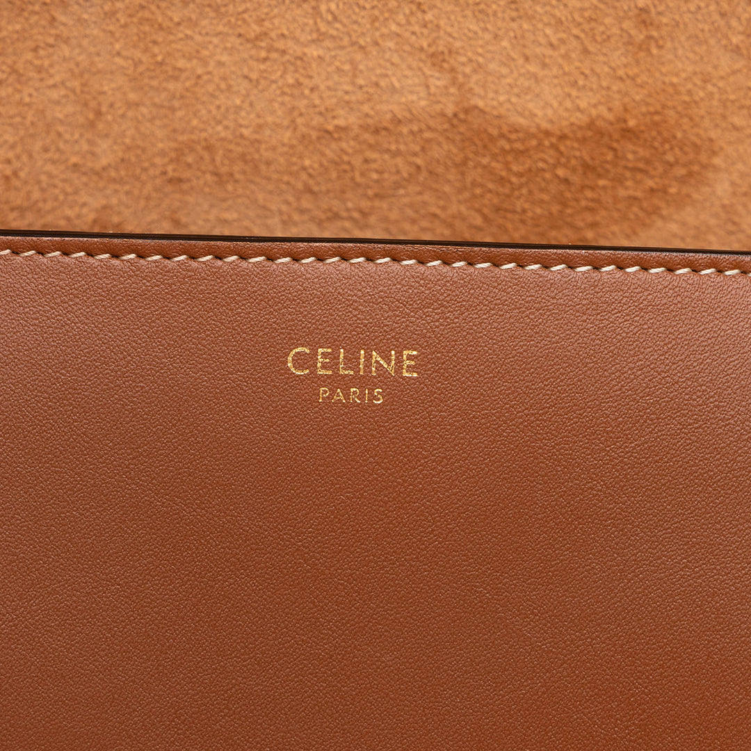 Celine Triomphe Folco Sac Moyen Cuir de veau Marron – vue 5 – GABY PARIS