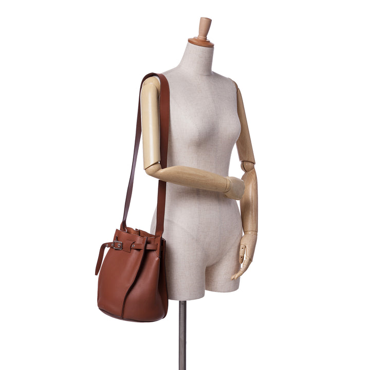 Leather Big Bag Bucket Brown - Gaby Paris