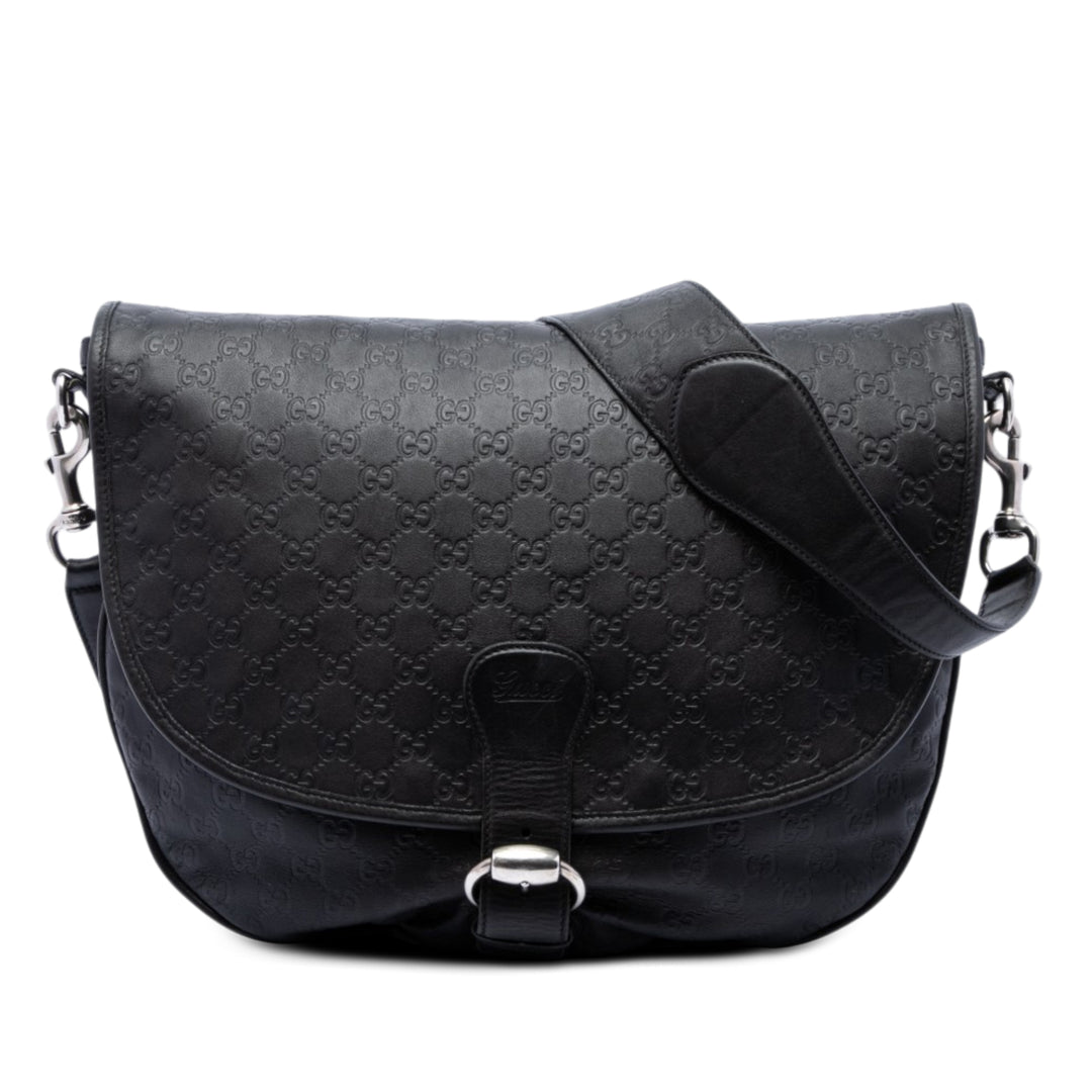 Guccissima à rabat Sac Messenger Noir