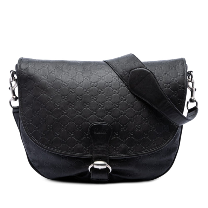 Guccissima à rabat Sac Messenger Noir