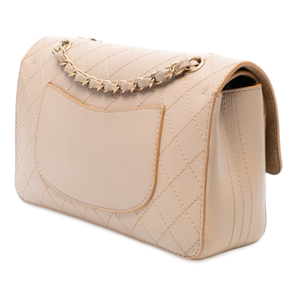 Chanel Medium Classic Cuir de veau Wild Stitch Double rabat Marron – GABY PARIS Authentique
