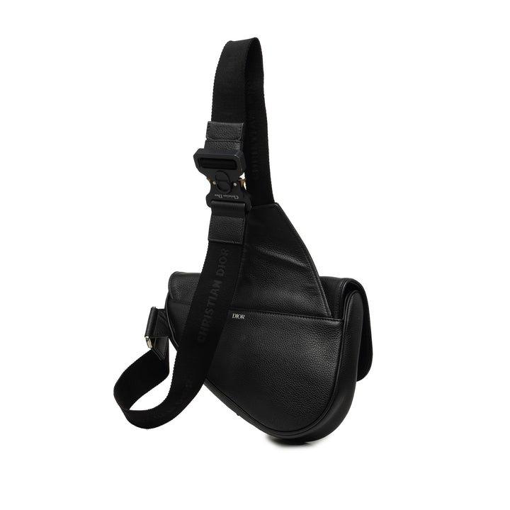 grainé Saddle Sac Cuir de veau grainé Noir