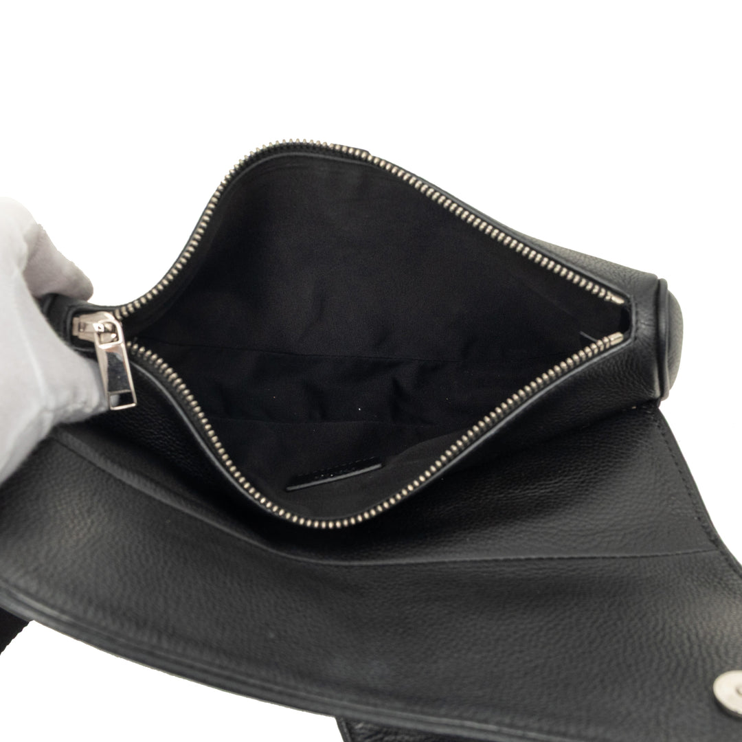 grainé Saddle Sac Cuir de veau grainé Noir