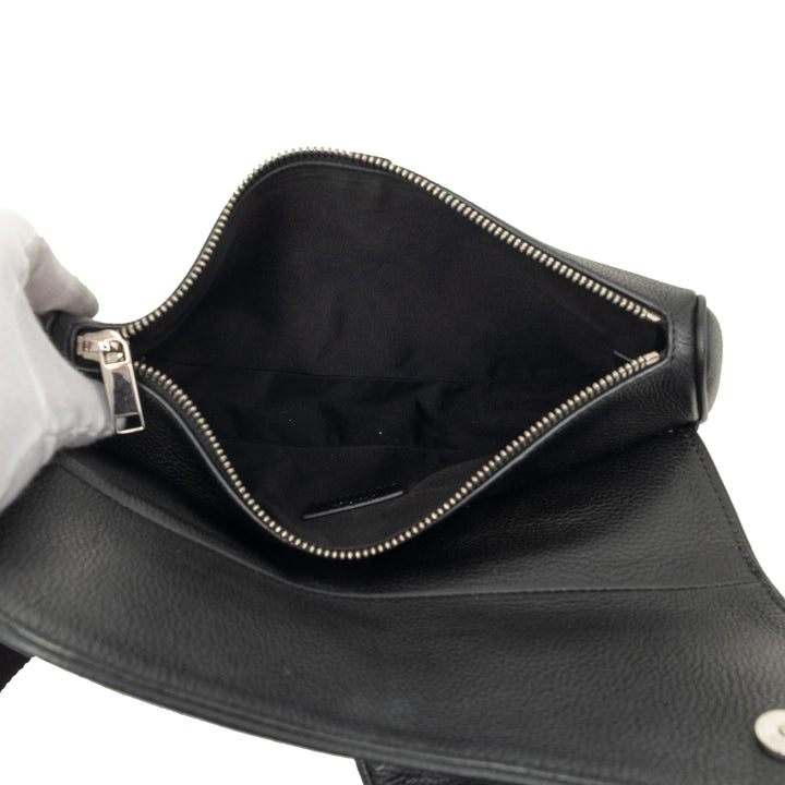 grainé Saddle Sac Cuir de veau grainé Noir