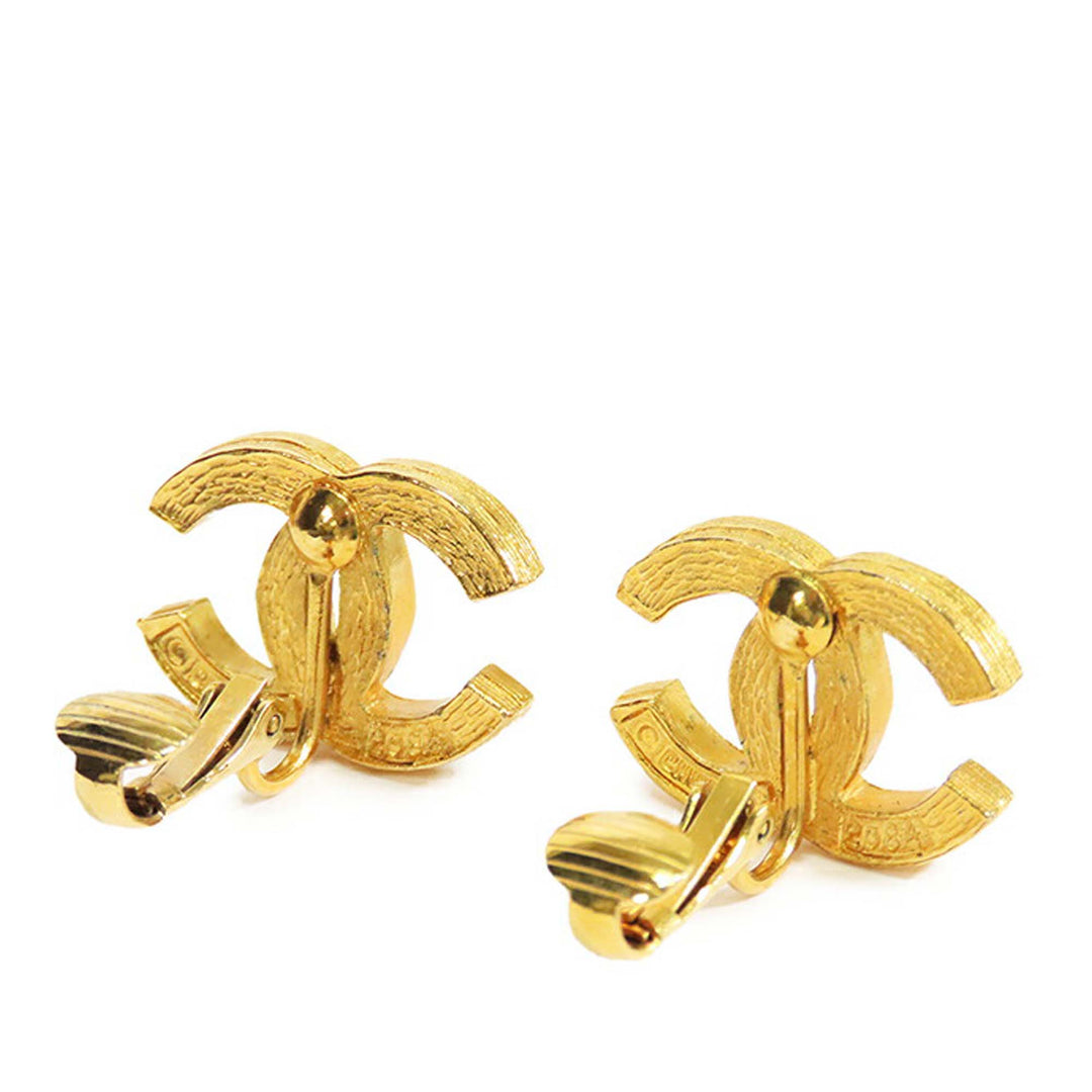 Gold Plated Rhinestone CC Clip On Earrings Gold - Gaby Paris