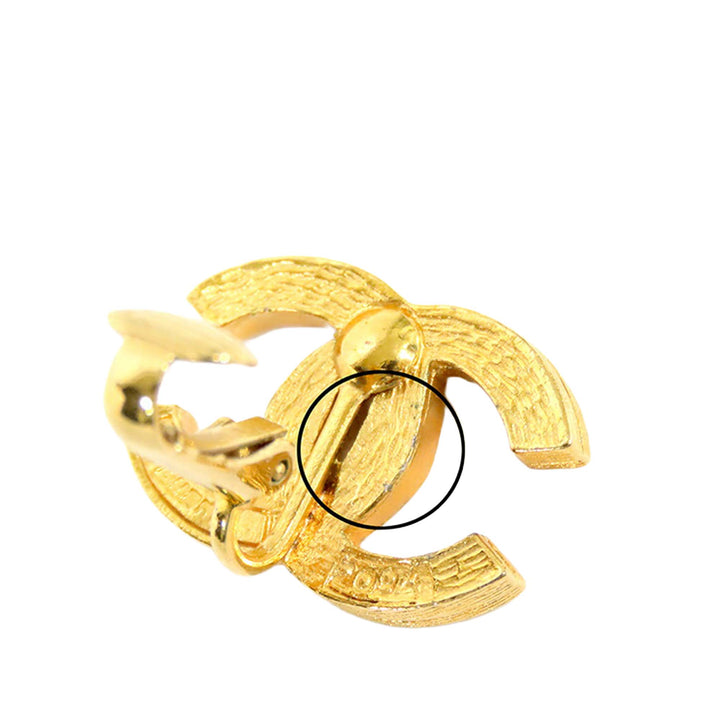 Gold Plated Rhinestone CC Clip On Earrings Gold - Gaby Paris