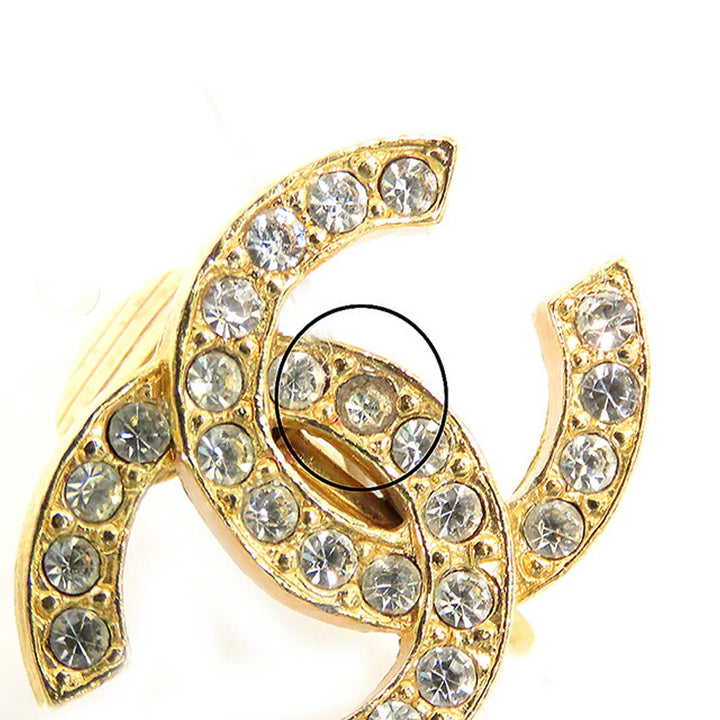 Gold Plated Rhinestone CC Clip On Earrings Gold - Gaby Paris