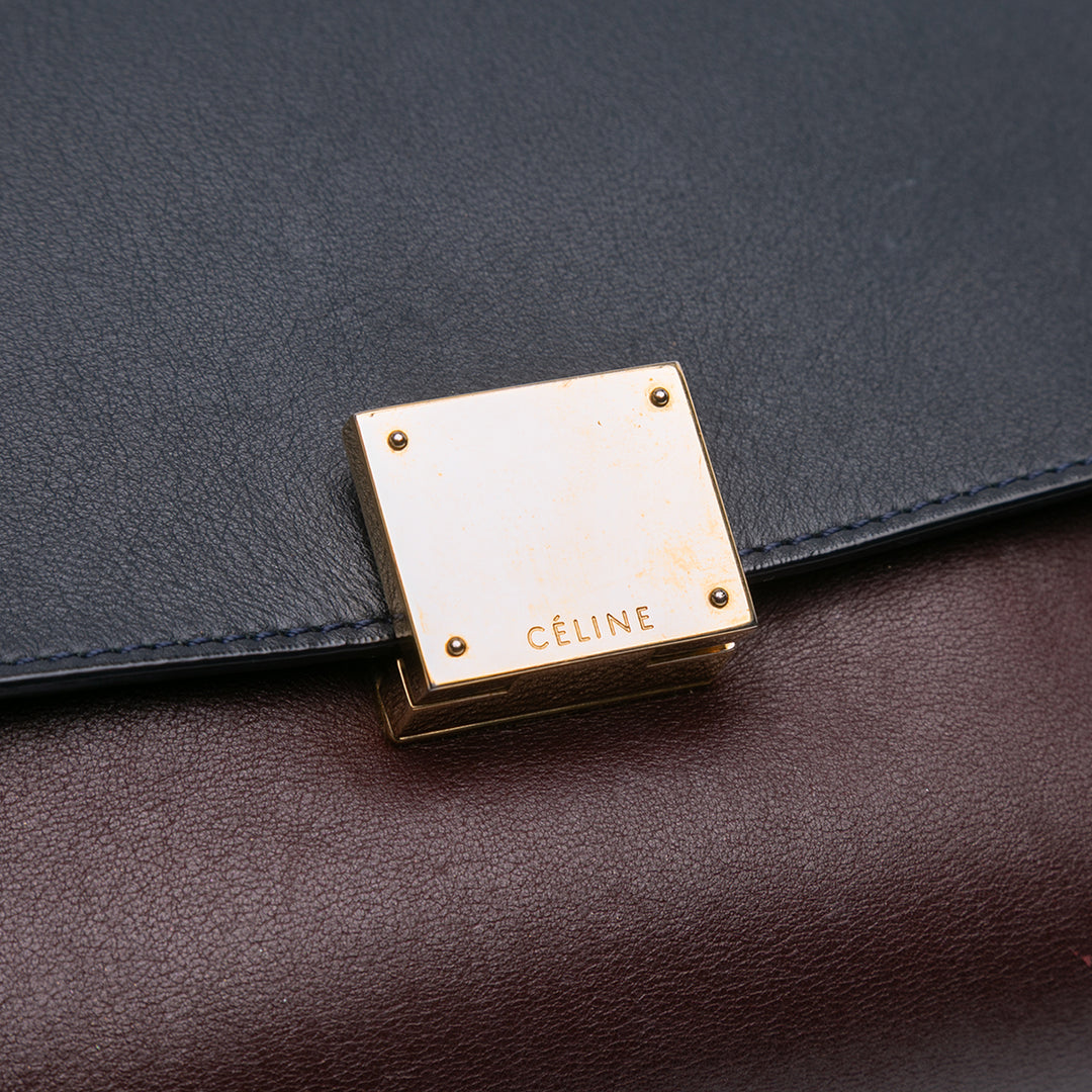 Celine Medium Tricolor Cuir Trapeze Sac cartable Rouge – GABY PARIS Authentique