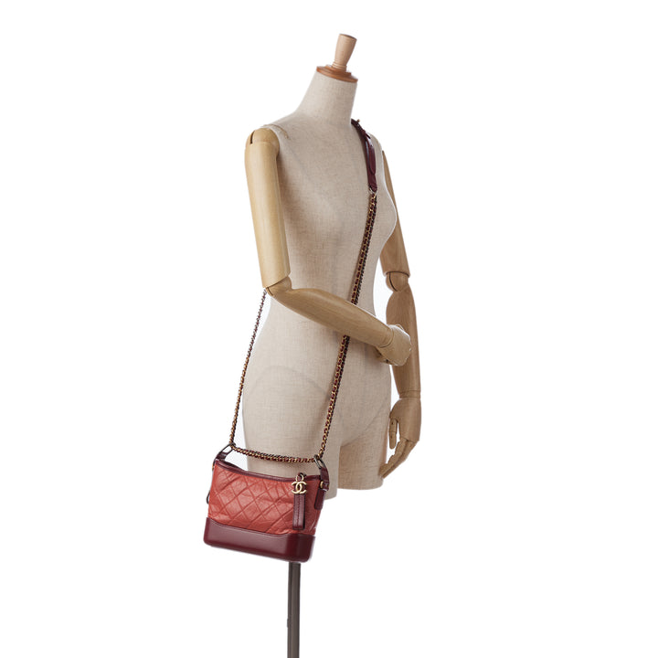 Small Chevron Lambskin Gabrielle Crossbody Red - Gaby Paris