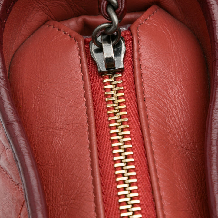 Small Chevron Lambskin Gabrielle Crossbody Red - Gaby Paris