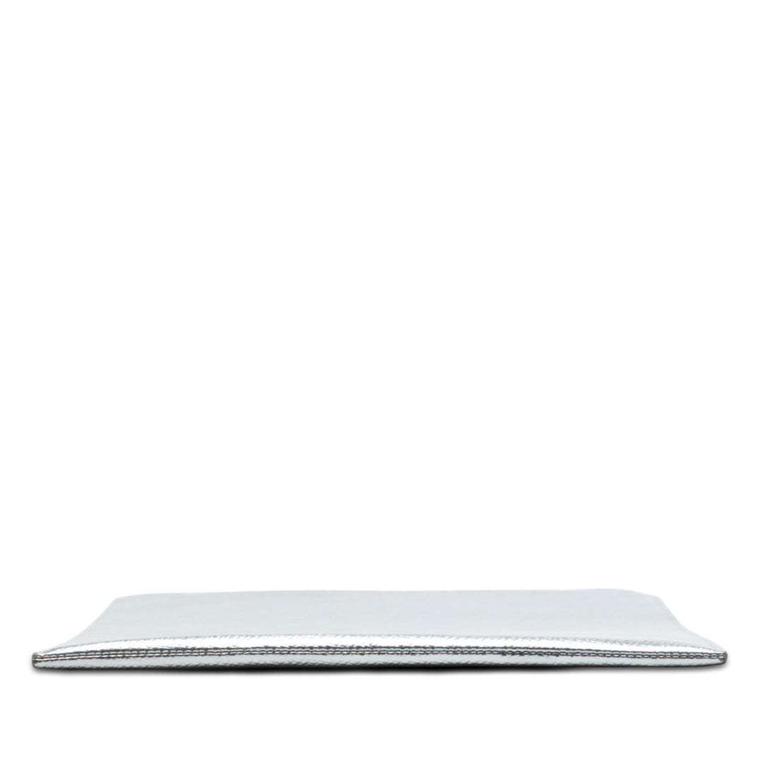 Métallisé grainé Tablet Sleeve Cuir de veau grainé Argenté