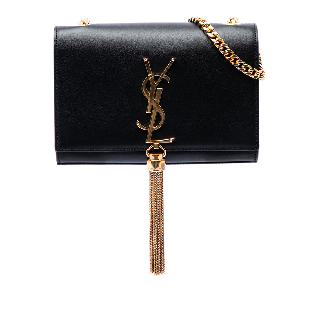 Saint Laurent Small Smooth Cuir de veau Monogram Kate Pompon Sac porté croisé