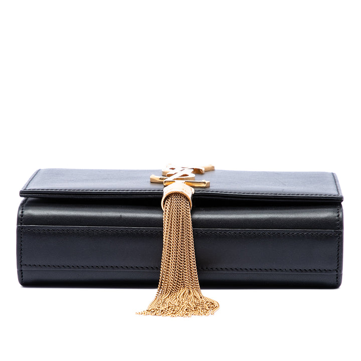 Saint Laurent Small Smooth Cuir de veau Monogram Kate Pompon Sac porté croisé
