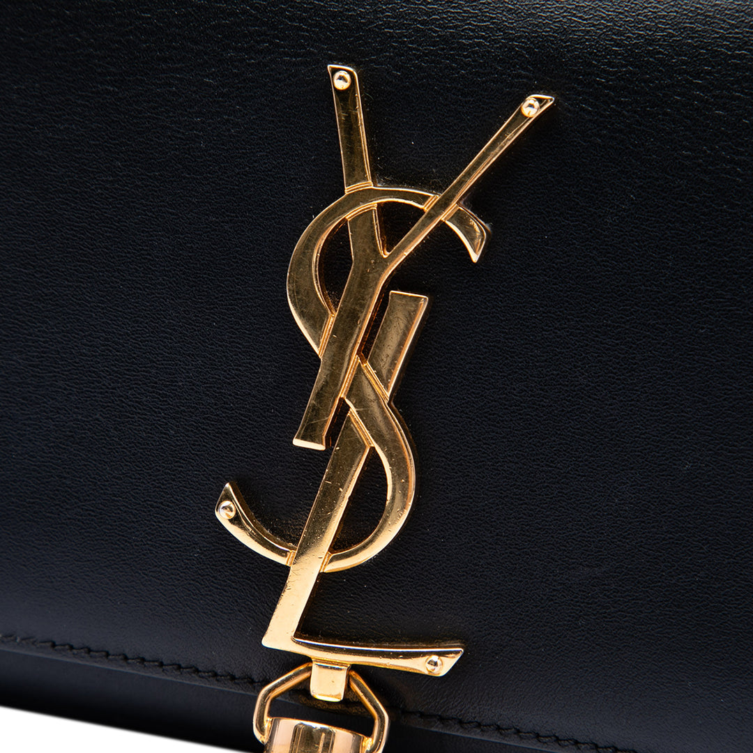 Saint Laurent Small Smooth Cuir de veau Monogram Kate Pompon Sac porté croisé