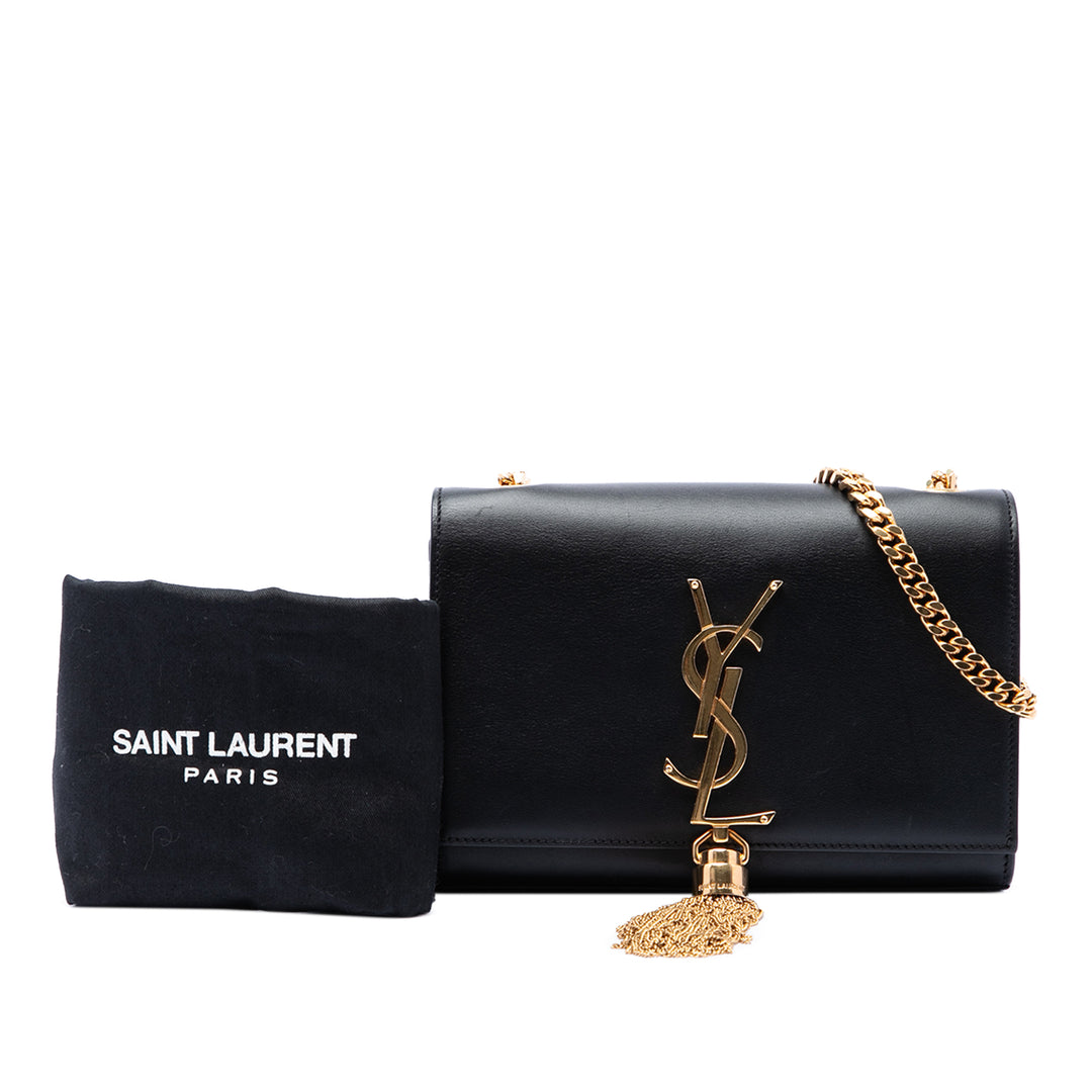 Saint Laurent Small Smooth Cuir de veau Monogram Kate Pompon Sac porté croisé