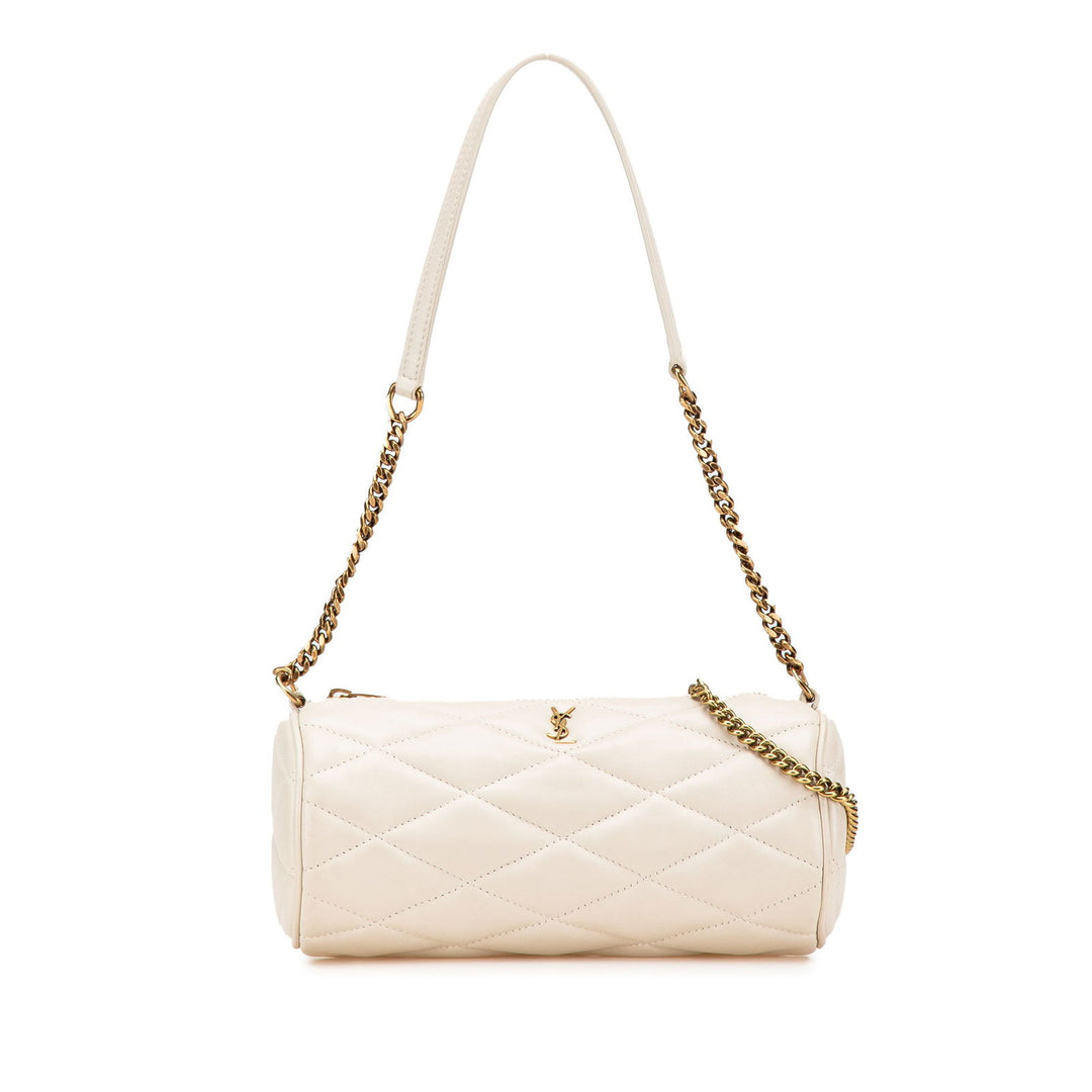 Saint Laurent Mini Quilted Lambskin Sade Tube Bag White - GABY PARIS