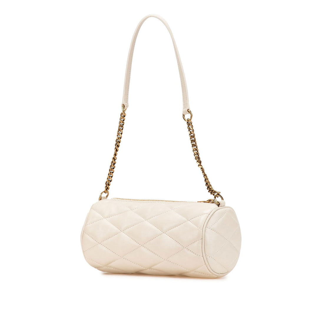 Saint Laurent Mini Quilted Lambskin Sade Tube Bag White - GABY PARIS