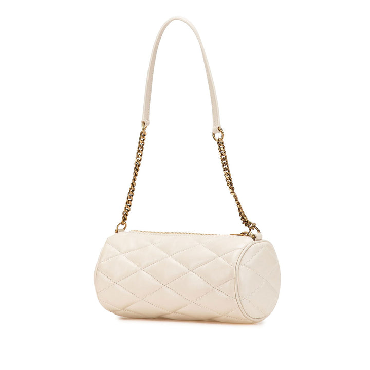 Saint Laurent Mini Quilted Lambskin Sade Tube Bag White - GABY PARIS