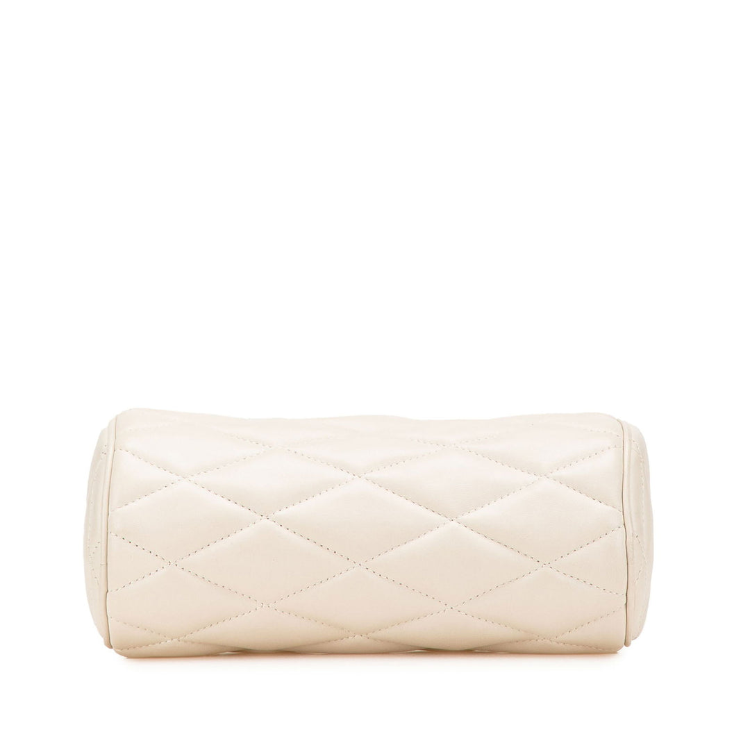 Saint Laurent Mini Quilted Lambskin Sade Tube Bag White - GABY PARIS
