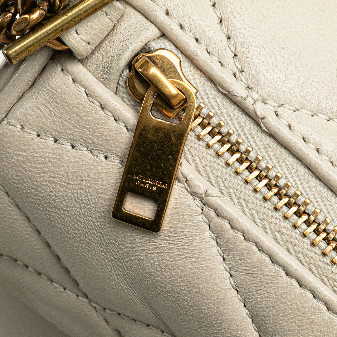 Saint Laurent Mini Quilted Lambskin Sade Tube Bag White - GABY PARIS