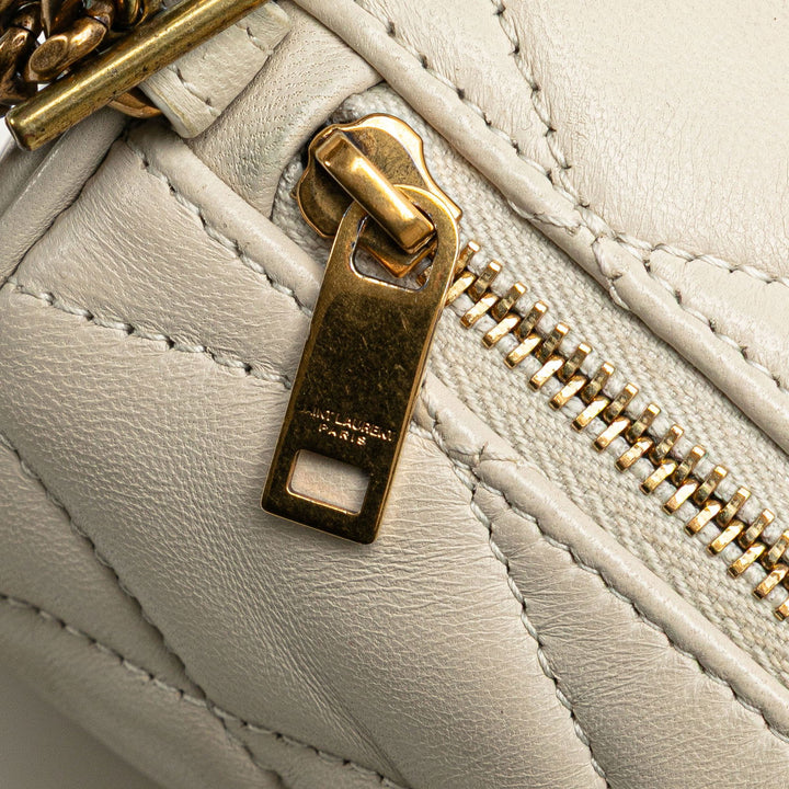 Saint Laurent Mini Quilted Lambskin Sade Tube Bag White - GABY PARIS