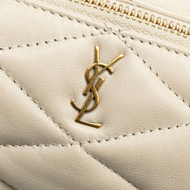 Saint Laurent Mini Quilted Lambskin Sade Tube Bag White - GABY PARIS