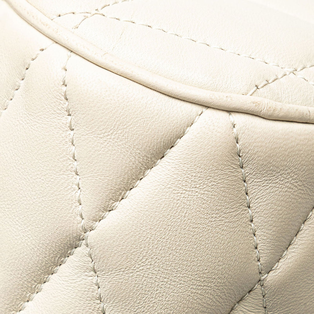 Saint Laurent Mini Quilted Lambskin Sade Tube Bag White - GABY PARIS