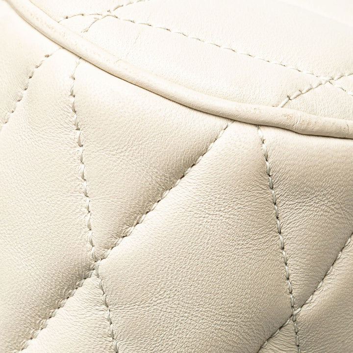Saint Laurent Mini Quilted Lambskin Sade Tube Bag White - GABY PARIS
