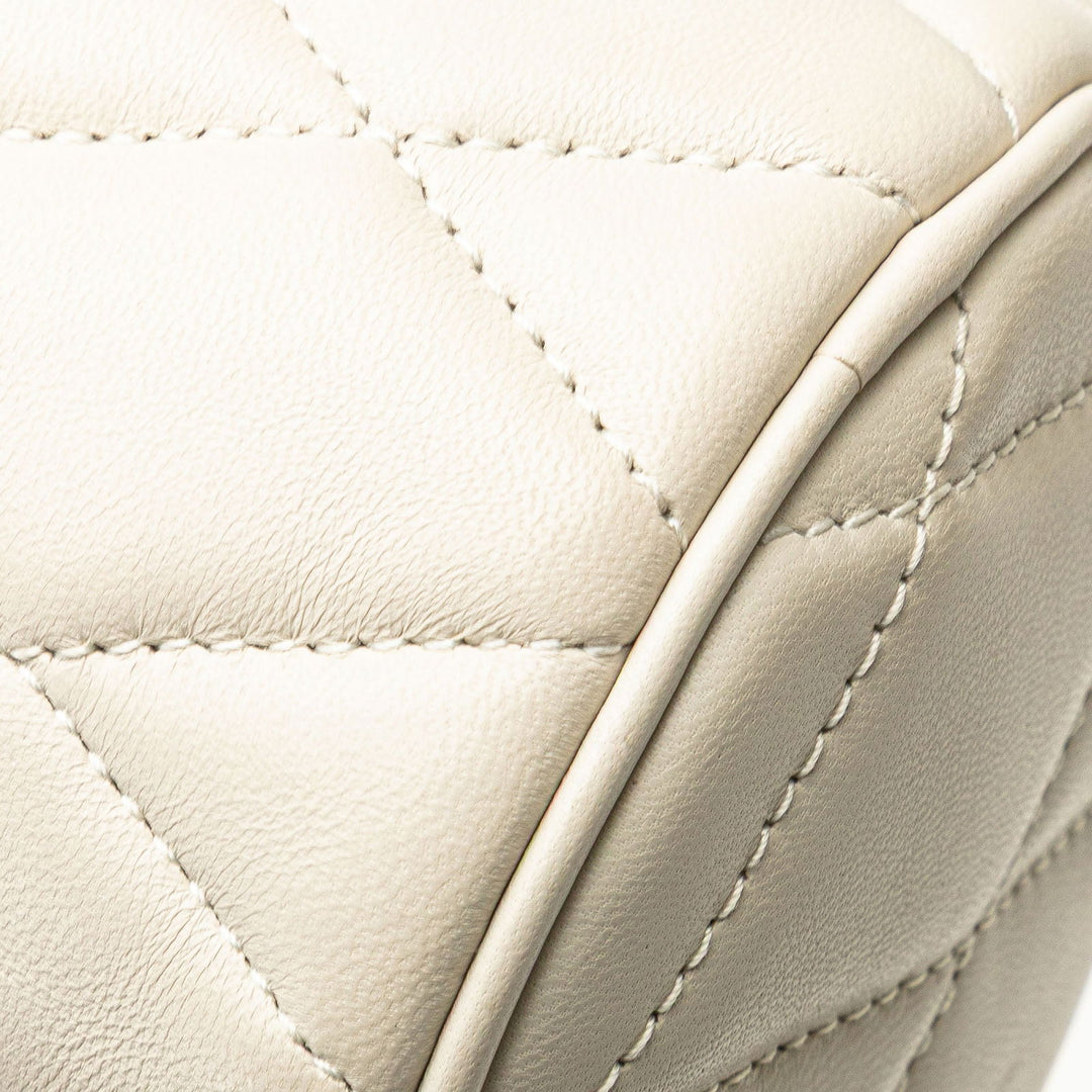 Saint Laurent Mini Quilted Lambskin Sade Tube Bag White - GABY PARIS
