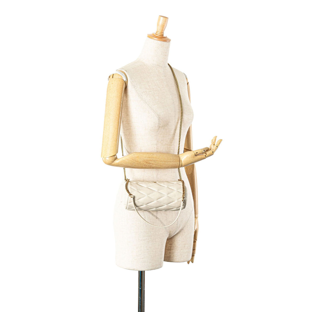 Saint Laurent Mini Quilted Lambskin Sade Tube Bag White - GABY PARIS