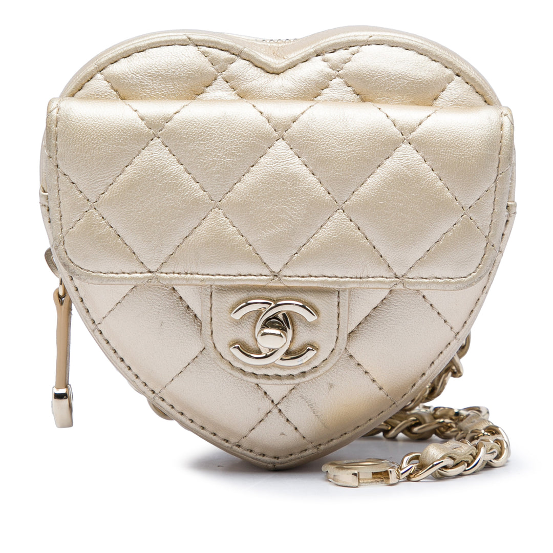 Chanel Métallisé CC in Love Heart Sac ceinture Mini Cuir d'agneau