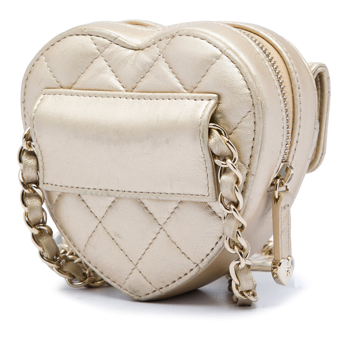 Chanel Métallisé CC in Love Heart Sac ceinture Mini Cuir d'agneau
