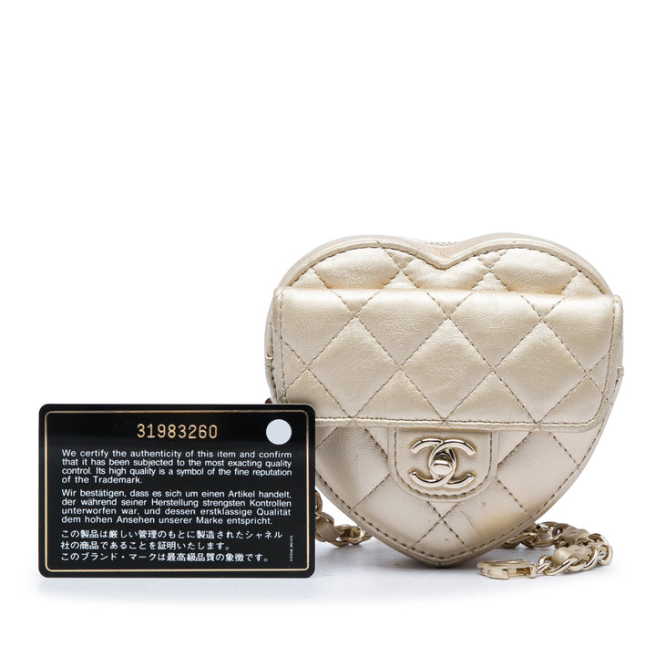 Chanel Métallisé CC in Love Heart Sac ceinture Mini Cuir d'agneau