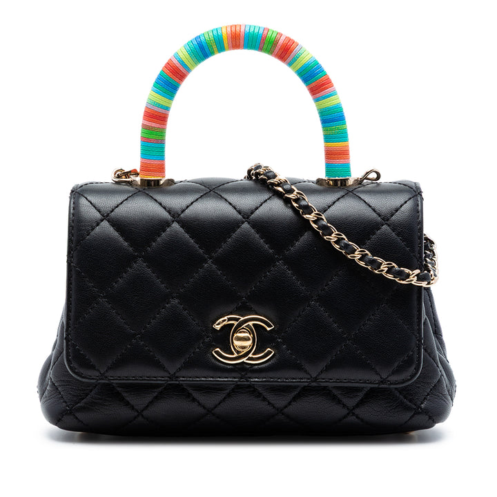 Chanel Extra Mini Matelassé Cuir d’agneau Rainbow Coco sac à anse supérieure