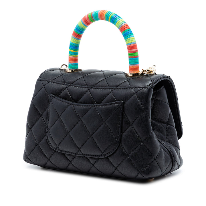 Chanel Extra Mini Matelassé Cuir d’agneau Rainbow Coco sac à anse supérieure