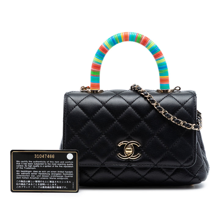 Chanel Extra Mini Matelassé Cuir d’agneau Rainbow Coco sac à anse supérieure