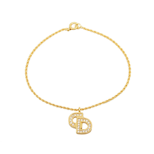 Logo Rhinestone Bracelet Gold - Gaby Paris