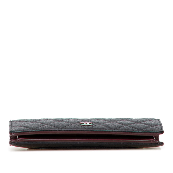 CC Quilted Caviar Long Wallet Black - Gaby Paris