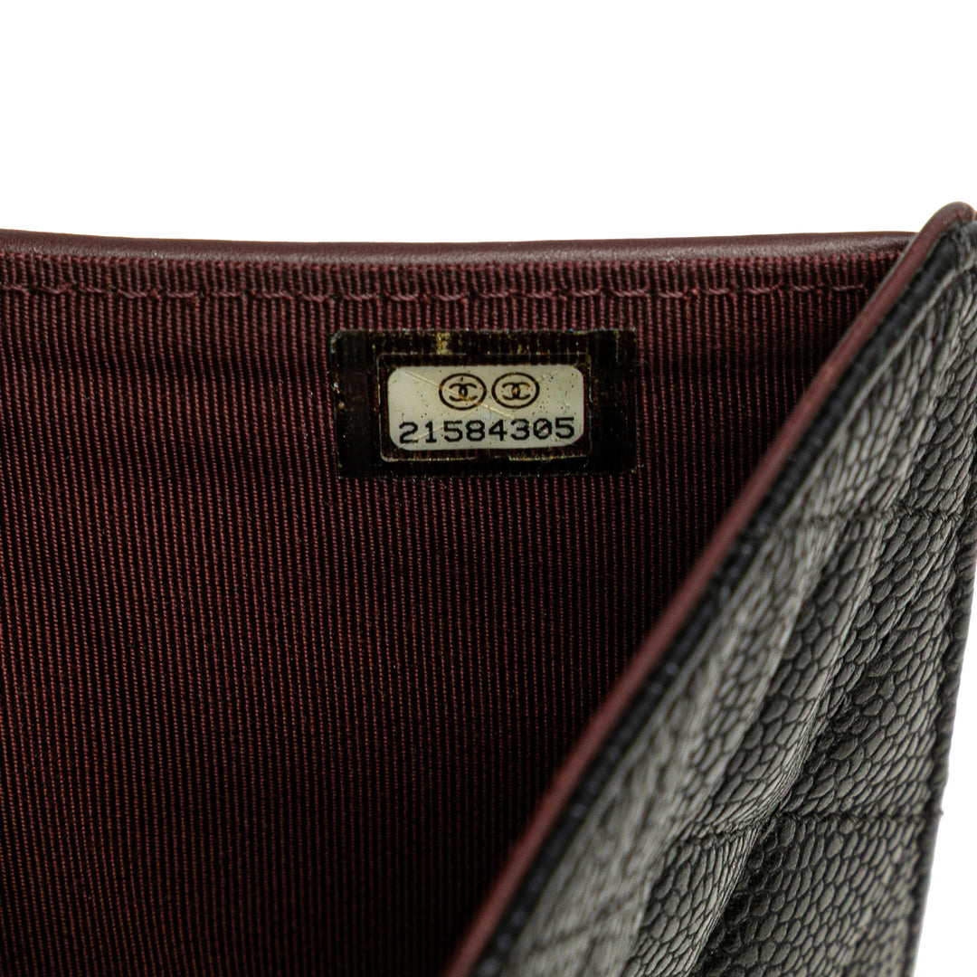 CC Quilted Caviar Long Wallet Black - Gaby Paris