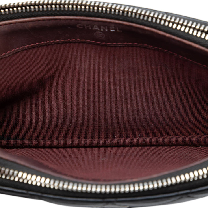 Chanel CC Matelassé Cuir d’agneau Double Zip Pochette avec chaîne