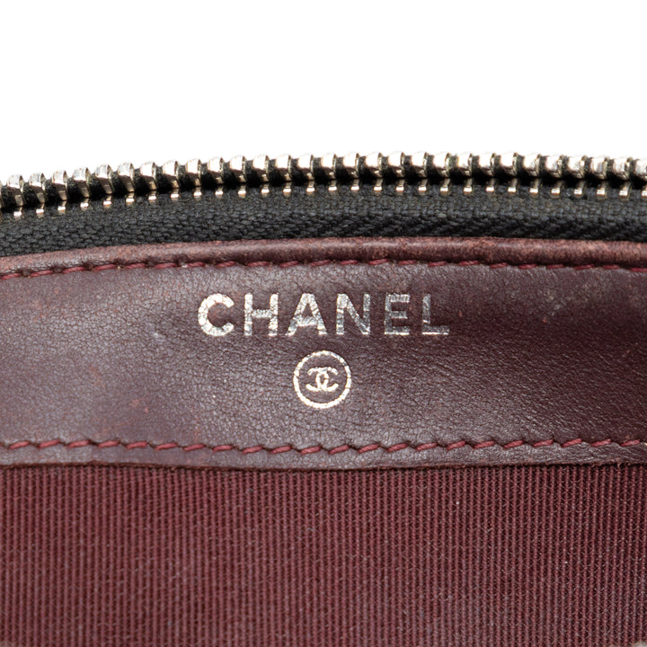 Chanel CC Matelassé Cuir d’agneau Double Zip Pochette avec chaîne